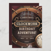 Steampunk Clockwork verjaardagsfeestje Kaart (Voorkant / Achterkant)