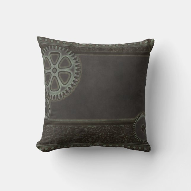 Steampunk Cog. en Bolt Pillow Kussen (Voorkant)