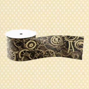 STEAMPUNK COGS en Gears Gold Metal Grosgrain Lint