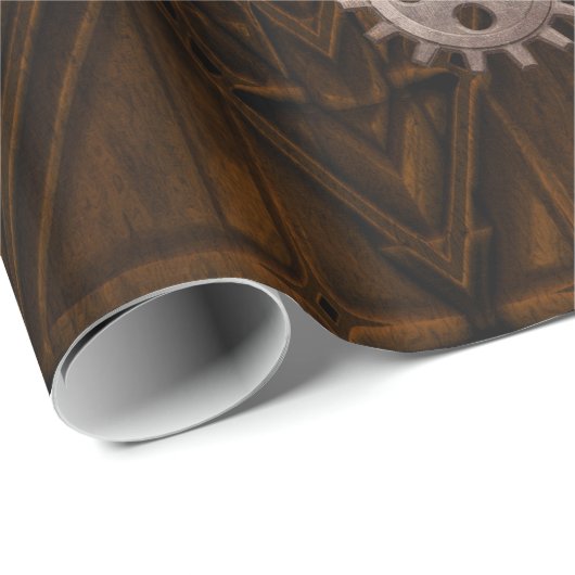 Steampunk Cogs, Gears & World Wereldbol Design Cadeaupapier (Rol Hoek)