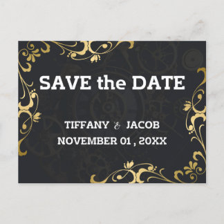 Steampunk  Cogs Save the Date Invitation Briefkaart