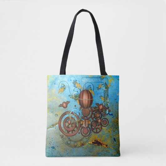 Steampunk Collage Aqua Copper Canvas tas (Voorkant)