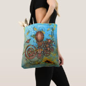 Steampunk Collage Aqua Copper Canvas tas (Dichtbij)
