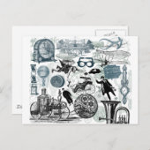 Steampunk Collage gekleurd Briefkaart (Voorkant / Achterkant)