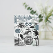 Steampunk Collage gekleurd Briefkaart (Staand voorkant)