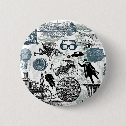Steampunk Collage gekleurd Ronde Button 5,7 Cm (Voorkant)