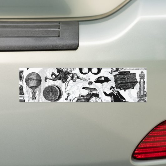 Steampunk Collage Nummer 2 Bumpersticker (Op auto)