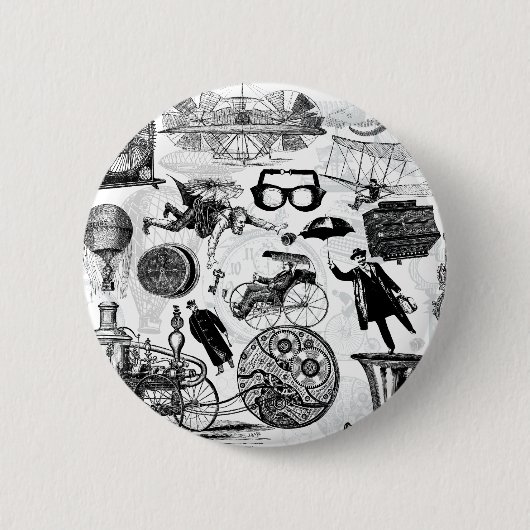 Steampunk Collage Nummer 2 Ronde Button 5,7 Cm (Voorkant)