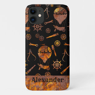 Steampunk Colorful Rusty Ballooning Custom Name iPhone 11 Hoesje