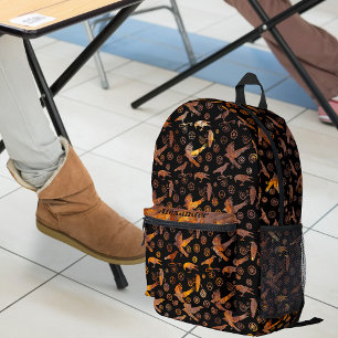 Steampunk Colorful Rusty Gears and Crows Jouw naam Bedrukte Rugzak