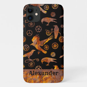Steampunk Colorful Rusty Gears en Crows Custom iPhone 11 Hoesje