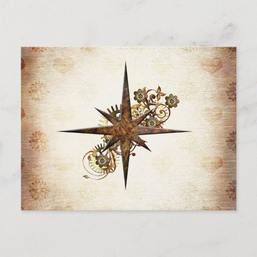 Steampunk Compass Star-Briefkaart Briefkaart (Voorkant)