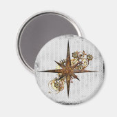 Steampunk Compass Star Grunge Magneet (Voorkant / Achterkant)