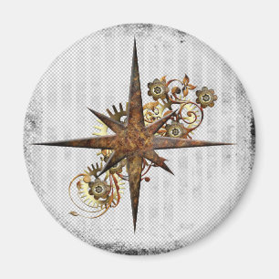 Steampunk Compass Star Grunge Magneet