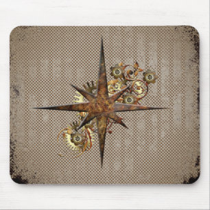 Steampunk Compass Star Grunge Muismat