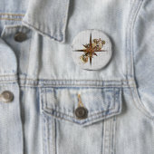 Steampunk Compass Star Grunge Ronde Button 5,7 Cm (In situ)