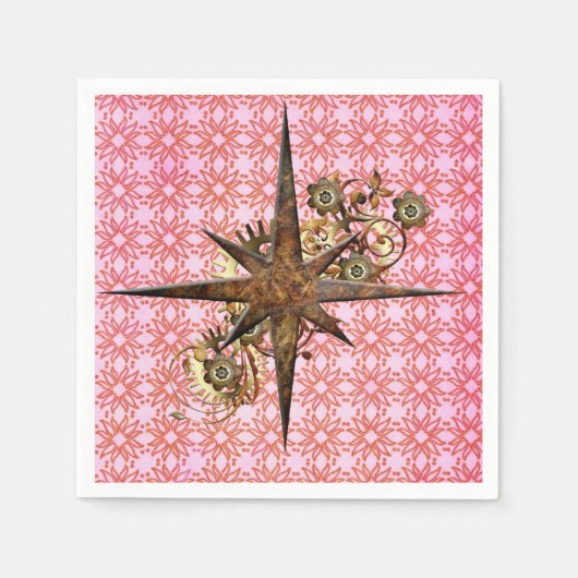 Steampunk Compass Star Paper Napkins Servet (Voorkant)