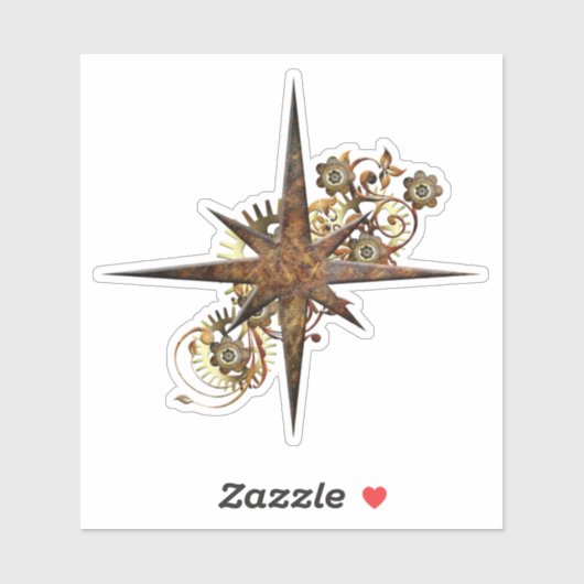 Steampunk Compass Star Transparent Sticker (Vel)