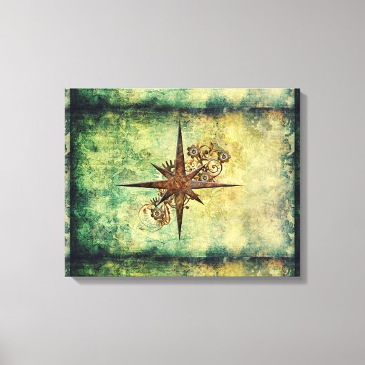 Steampunk Compass Star Wrapped Canvas (Voorkant)
