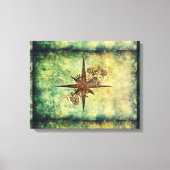 Steampunk Compass Star Wrapped Canvas Afdruk (Voorkant)