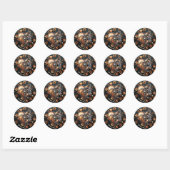 Steampunk Copper Metal Gears en Hart Ronde Sticker (Vel)