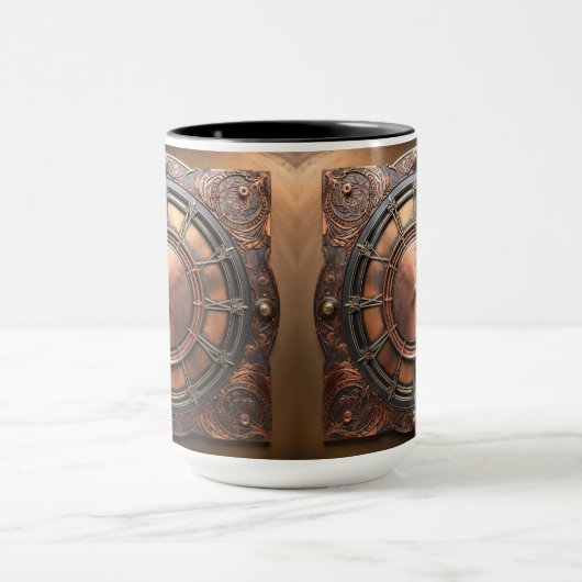 Steampunk Copper Time Face Mok (Midden)