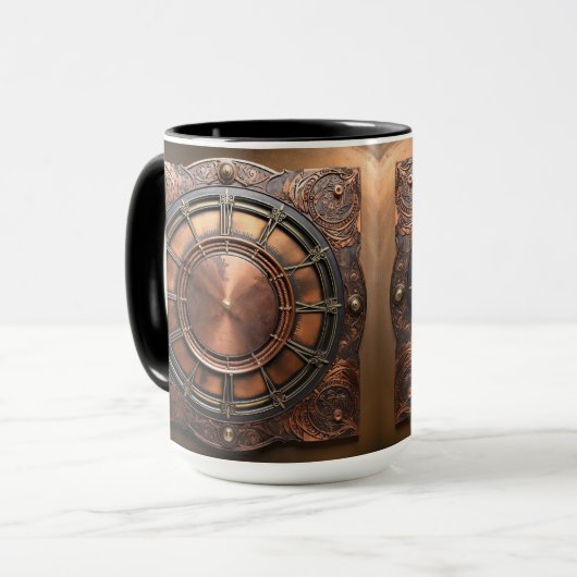 Steampunk Copper Time Face Mok (Voorkant links)