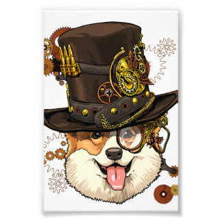 Steampunk Corgi Dog Steampunk Lovers Foto Afdruk