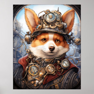 STEAMPUNK CORGI POSTER