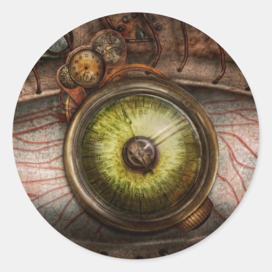 Steampunk - Creepy - Eye on technology Ronde Sticker (Voorkant)