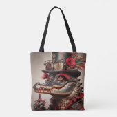 Steampunk Crocodile Top Hat Red Lipstick Draagtas (Achterkant)