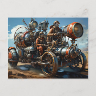 Steampunk Cross Country Car Race Briefkaart
