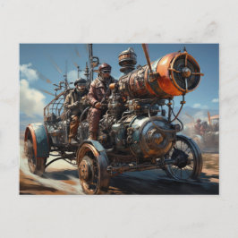Steampunk Cross Country Car Race Briefkaart