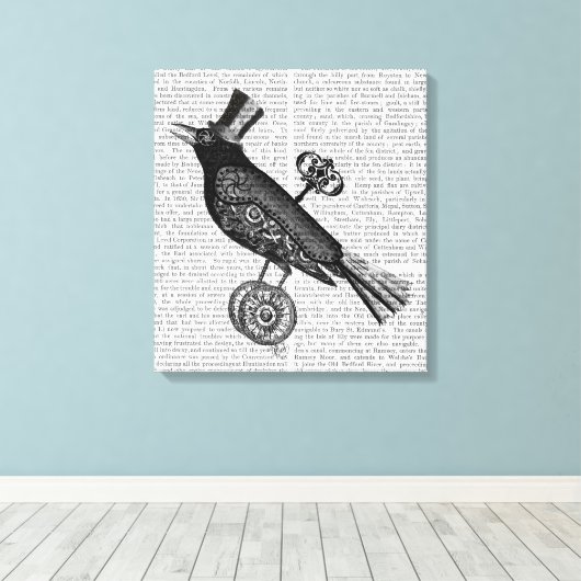 Steampunk Crow Canvas Afdruk (Insitu (Houten vloer))