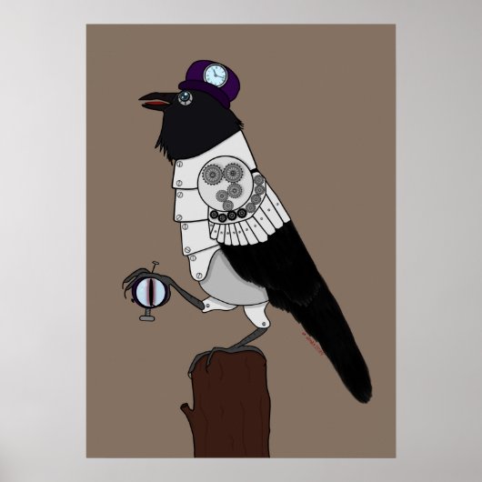 Steampunk Crow Poster (Voorkant)