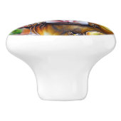 Steampunk Cyber Koe Keramische Knop (Zijkant)