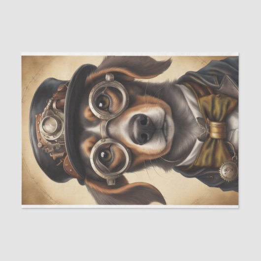 Steampunk Dachshund Decoupage Papier (Voorkant)