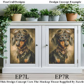 Steampunk Dachshund Dog Aviator EP7L Decoupage Tissuepapier