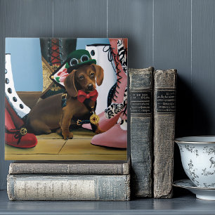 Steampunk Dachshund Shoes Boots Victoriaans Tegeltje
