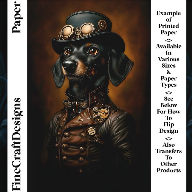 Steampunk Dachshund Wiener Dog CR5 Papier artisana (Créateur téléchargé)