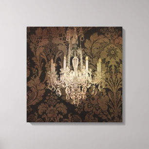steampunk damask paris  chandelaar canvas afdruk
