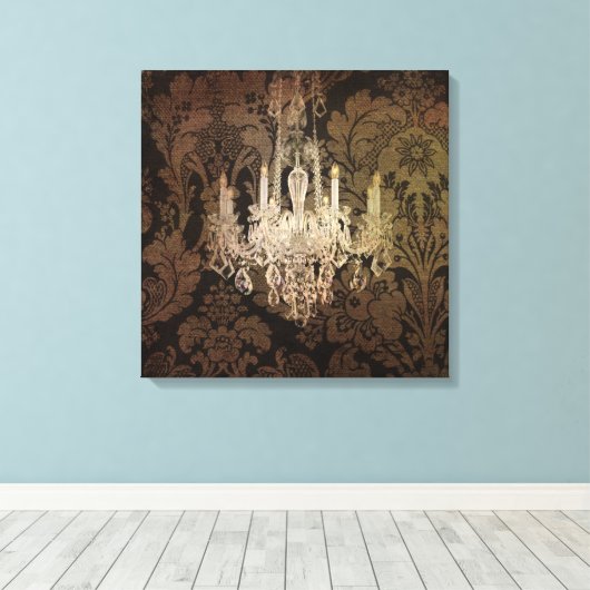 steampunk damask paris  chandelaar canvas afdruk (Insitu (Houten vloer))