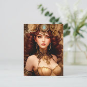 STEAMPUNK DAME BRIEFKAART (Staand voorkant)