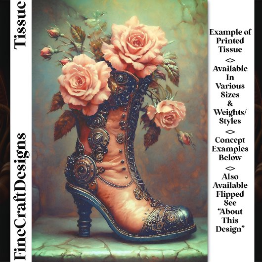 Steampunk Dames Boot & Rozen DF8RF Decoupage Tissuepapier