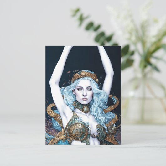 Steampunk Dancing Vrouw Briefkaart (Staand voorkant)
