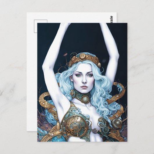 Steampunk Dancing Vrouw Briefkaart (Voorkant / Achterkant)