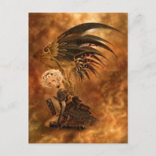 Steampunk Dark Angel Briefkaart (Voorkant)