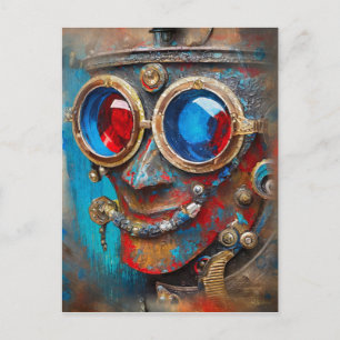 Steampunk De Blikken Man Portret Briefkaart