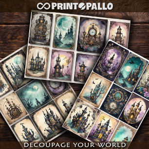 Steampunk decoratieve elementen voor decoupage #1 inpakpapier vel