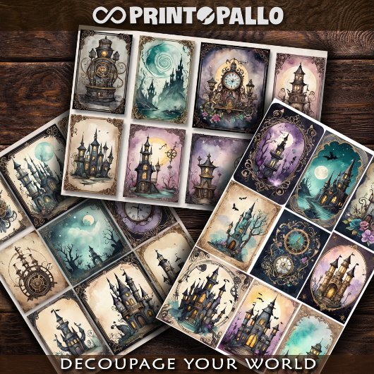 Steampunk decoratieve elementen voor decoupage #1 inpakpapier vel